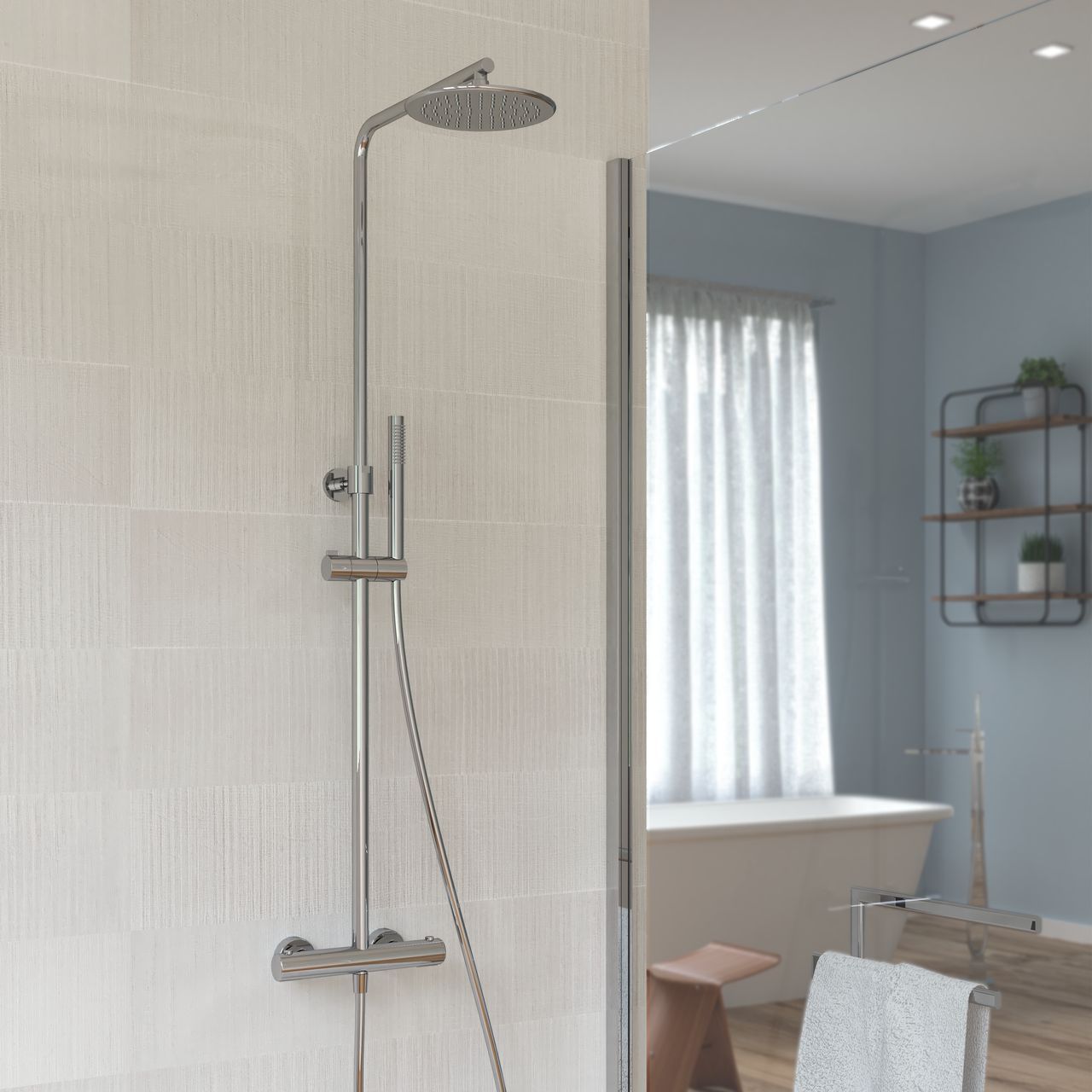 Термостатическая душевая колонка с ручным душем Ercos Round-T ARCH-00053766 - Вид №1