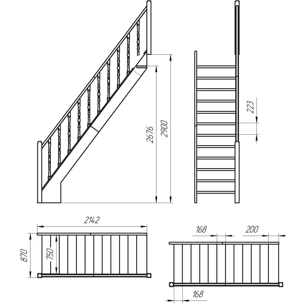 Лестница прямая ЛЕС-12 ЛЕСЕНКА STLM-2122317 - Вид №2