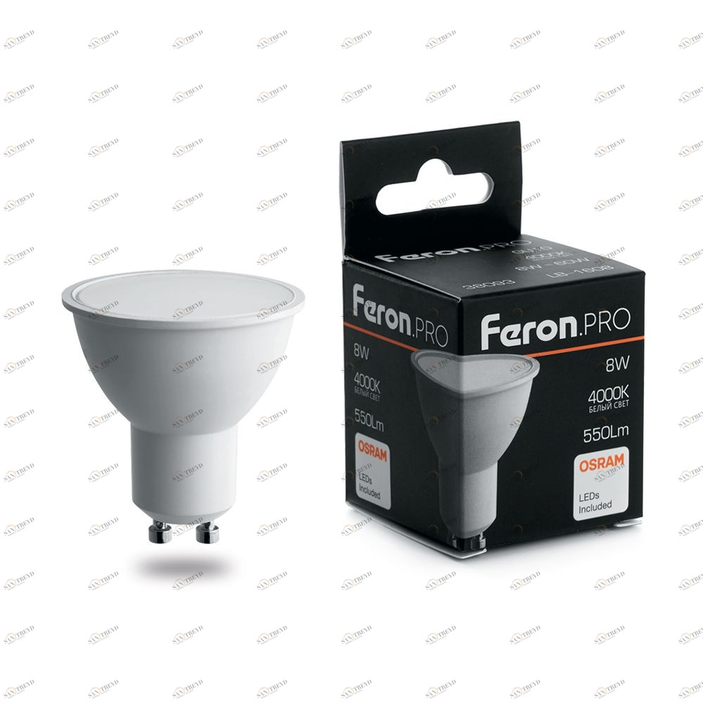 Лампа светодиодная Feron.PRO MR16 G5.3 8W 6400K OSRAM LED LB-1608 38091 FERON  00-3956767 Матовый 