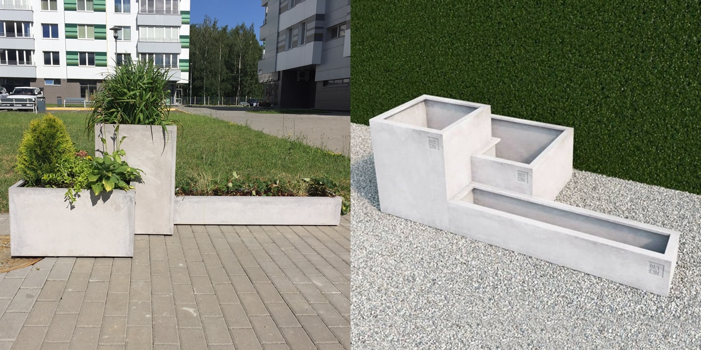 BetOn Каскад №2 цветочный бетонный ГОРШКИ ИЗ ФИБРОБЕТОНА СР108В - Вид №3