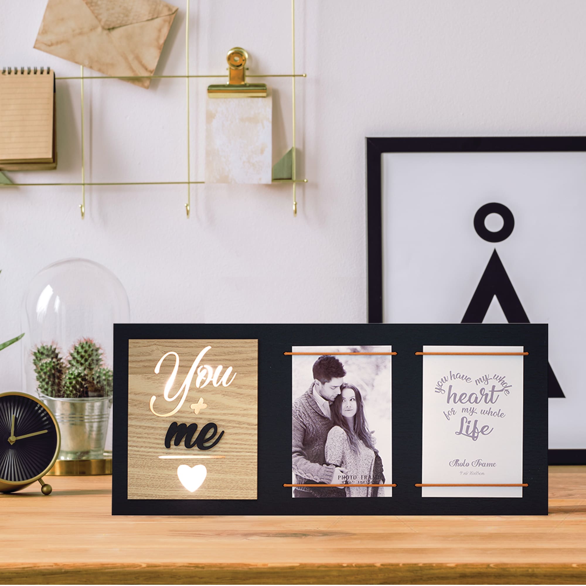 82550648 Рамка для 2-ух фотографий с подсветкой « You and Me» 10x15 см, цвет чёрный Santreyd  - Вид №4