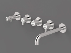 Стальной термостатический настенный смеситель для ванны с переключателем