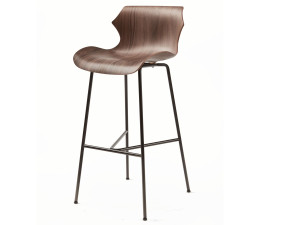Стальной и деревянный барный стул со спинкой