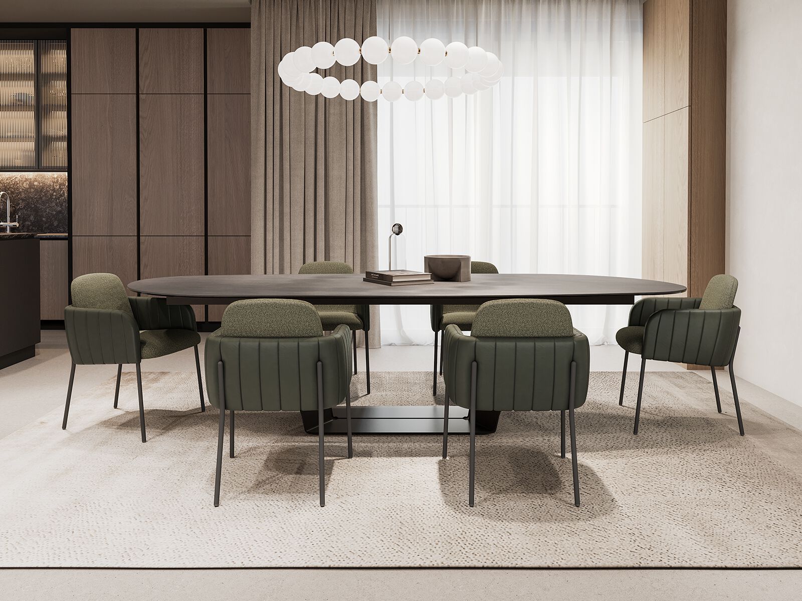 Стул из ткани и кожи с подлокотниками MOBLIBERICA Nai ARCH-00075361 - Вид №5