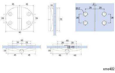 Metalglas Bonomi Петли для душевых кабин из латуни  B-602 dx-sx  - Вид №4
