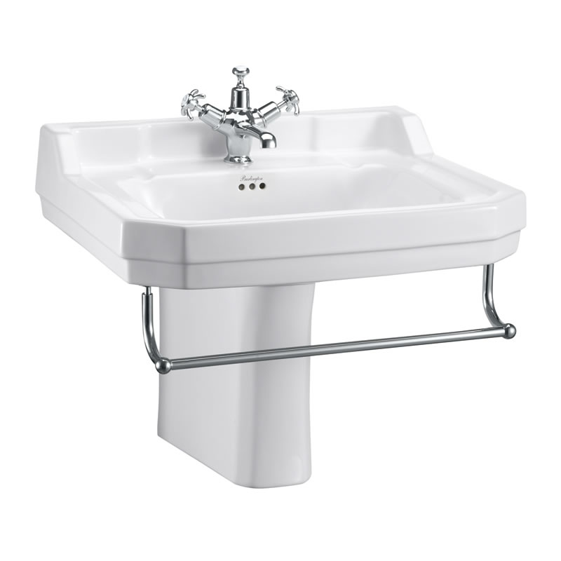 Burlington Edwardian Раковина, вешалка для полотенец и полупьедестал в эдвардианском стиле 61 см с 2-мя отверстиями под смеситель T3 CHR B5 2TH P8 