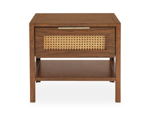 Деревянная прямоугольная прикроватная тумбочка с ящиком