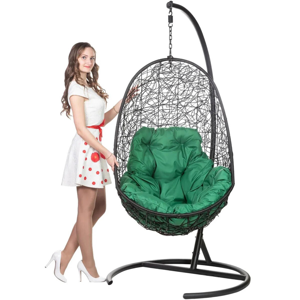Кресло подвесное черное с зеленой подушкой Easy BIGARDEN  00-3974089 Черный  - Вид №2