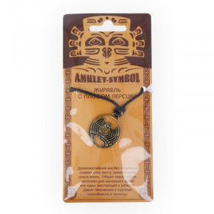 09064 Амулет защитный №1, латунь "Журавль с плодом персика" Giftman