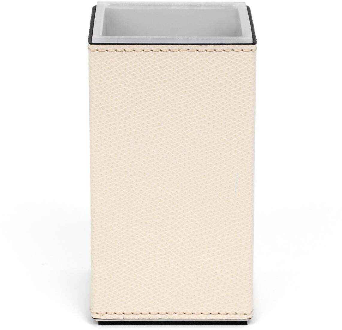 Квадратный держатель для зубных щеток Poseidon - 6X6XH11,5 см / плетеная кожа_серо-коричневый