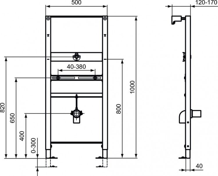 R010567 Рама для монтажа перегородки для писсуара или поручня Ideal Standard PROSYS - Вид №2