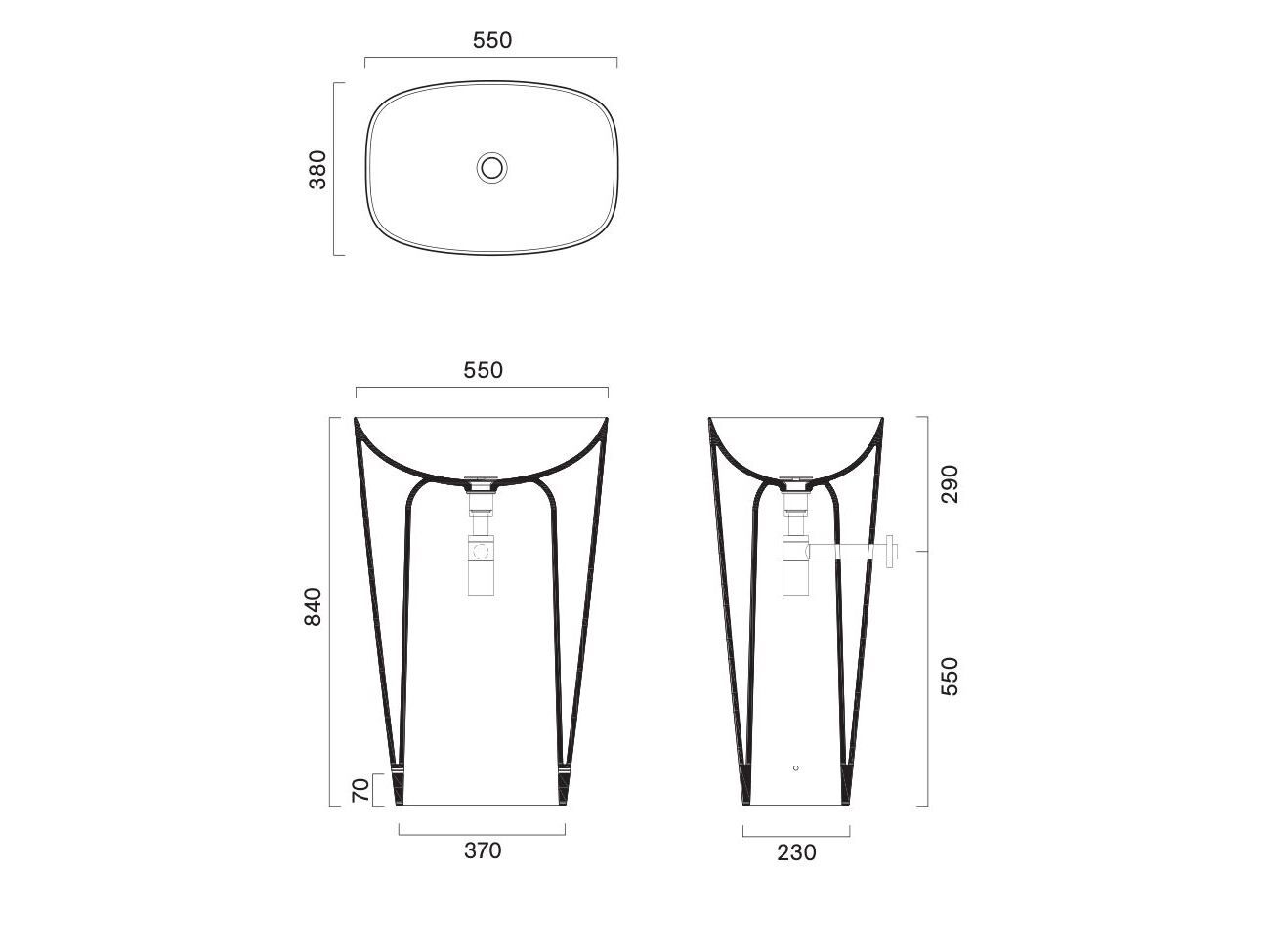Отдельно стоящий овальный умывальник CERAMICA CATALANO ARCH-00042680 - Вид №5
