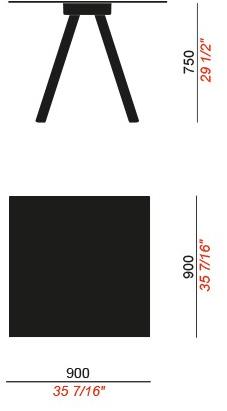 COLOS Квадратный стол с основанием 4 звезды Vu Vu b/q 900 - Вид №2