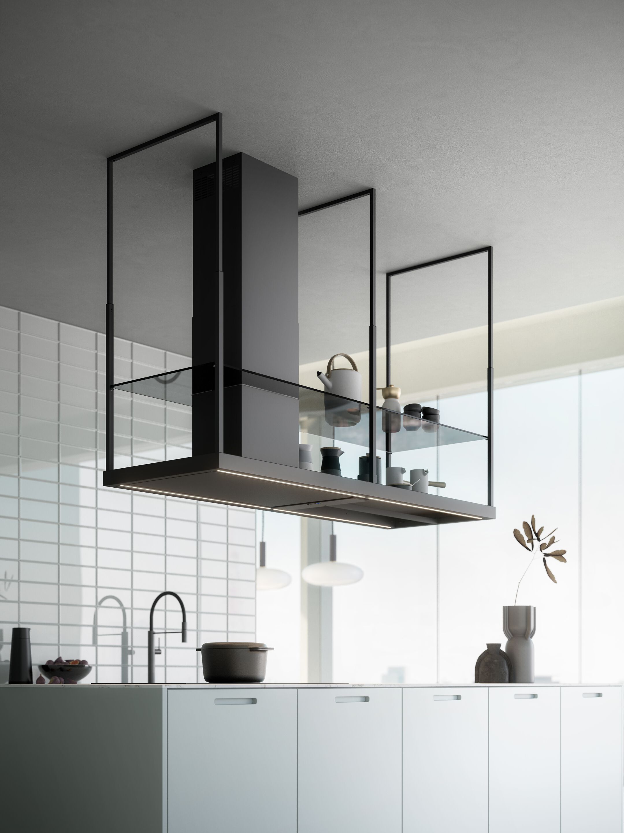 Окрашенная стальная островная вытяжка со встроенным освещением Falmec дизайн ARCH-00072190 - Вид №3