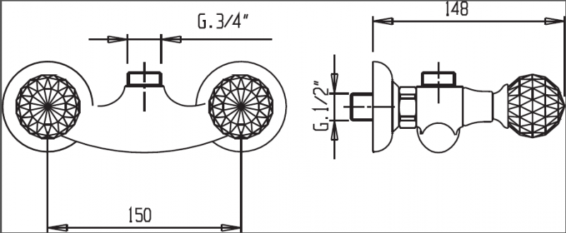 Смеситель для душа без шланга и ручного душа Cezares ATLANTIS-DS-02-Sw/M - Вид №1