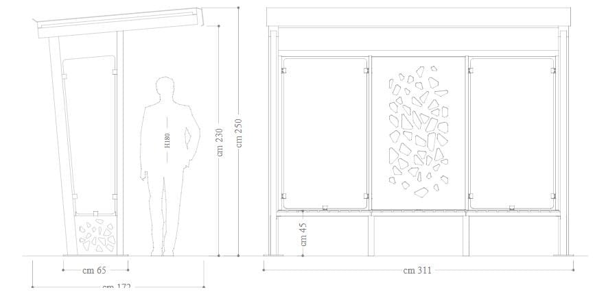 Стальной и стеклянный навес для автобусной остановки DIMCAR Komete ARCH-00097069 - Вид №2