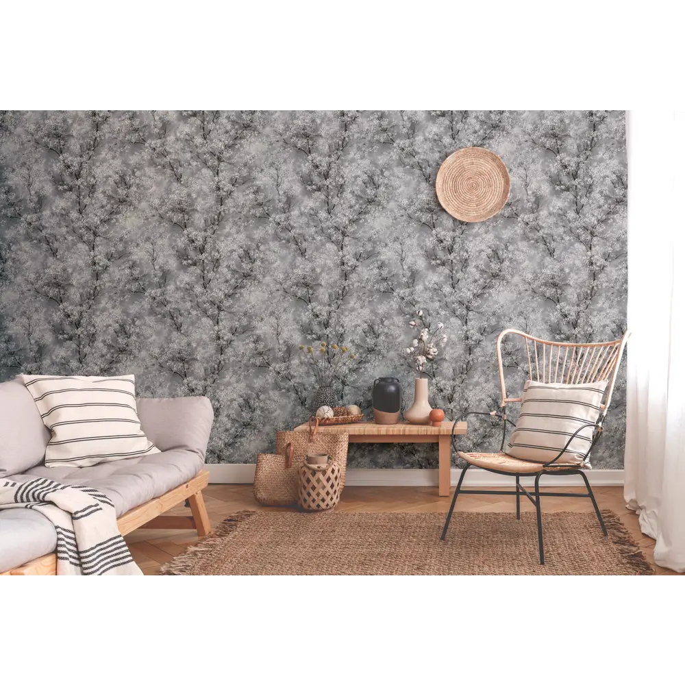 A.S. Creation Sakura - Флизелиновые обои серого цвета с цветочным узором 85559454 STLM-0063828 - Вид №3