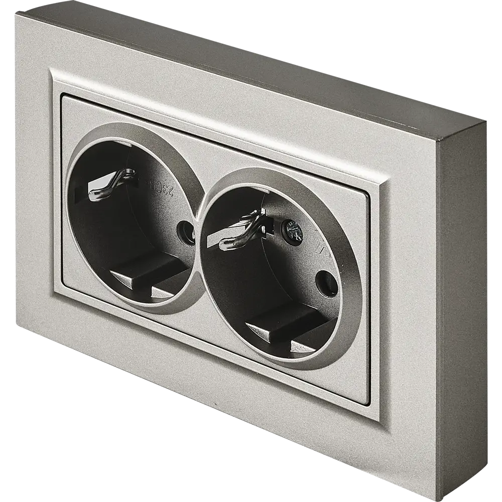 IEK Brite - двойная розетка с защитными шторками и заземлением 87761621 STLM-1107137 - Вид №1