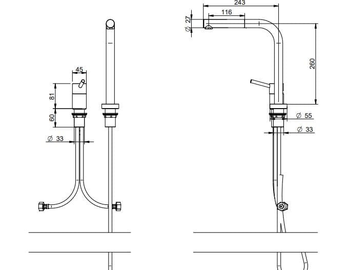 Смеситель для кухни из нержавеющей стали со съемным ручным душем Rubinetterie Treemme 40 мм ARCH-00093030 - Вид №2