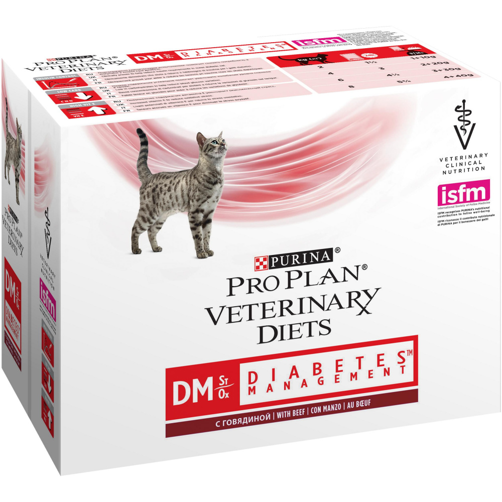 ПР0039977 Корм для кошек Veterinary Diets DM St/Ox при диабете, говядина пауч 85г Pro Plan  - Вид №9