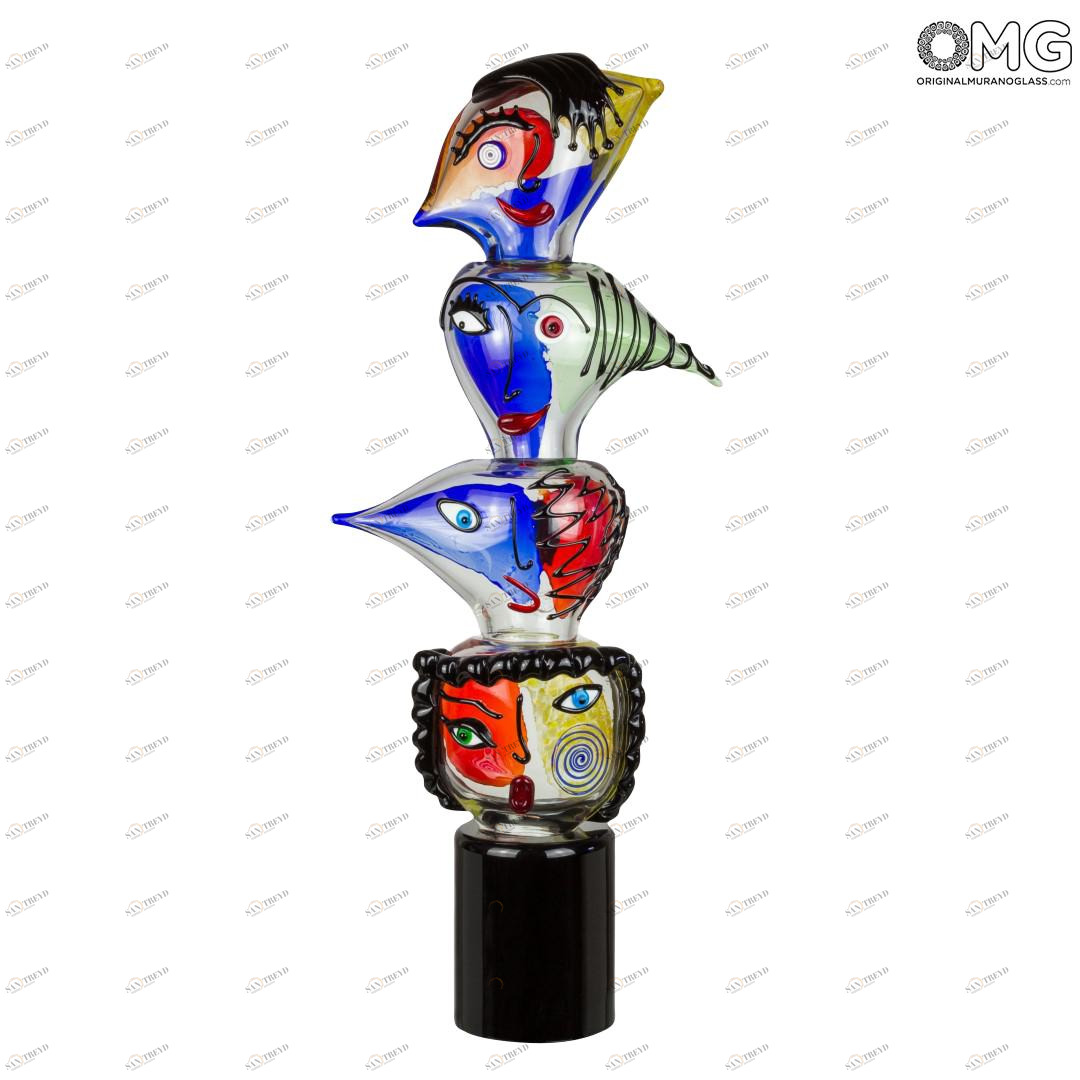 2693 ORIGINALMURANOGLASS Скульптура Лица-тотем - по мотивам Пикассо - Поп-арт - Original Murano Glass OMG 30 см 