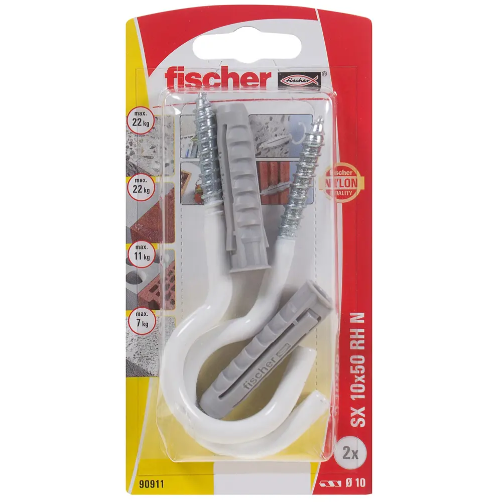 Дюбель для полнотелых материалов Fischer SX крюк-полукольцо 10x50 мм нейлон. цвет золотой 2 шт. 12469869 STLM-2144565  - Вид №1