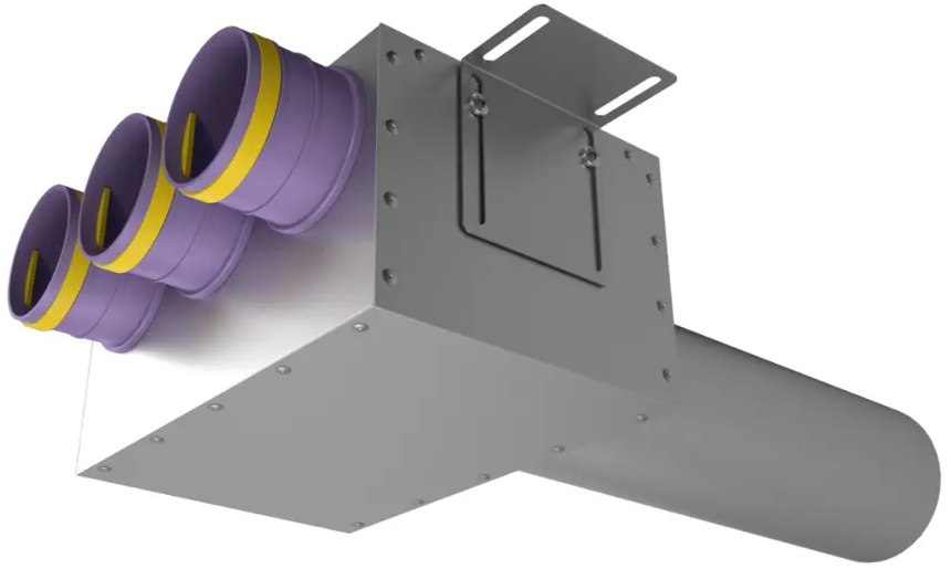 91309459 Пленум прямой круглый Provent VPDL 125/75×3 на 3 выхода 400 мм STLM-0850496