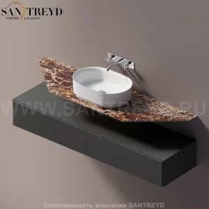 Agape ELL Подвесная столешница с возможностью установки 1-2 раковины. Размер: длина от 180 см до 200 см. Отделка: коричневый мрамор AELLN1MAA1820DD