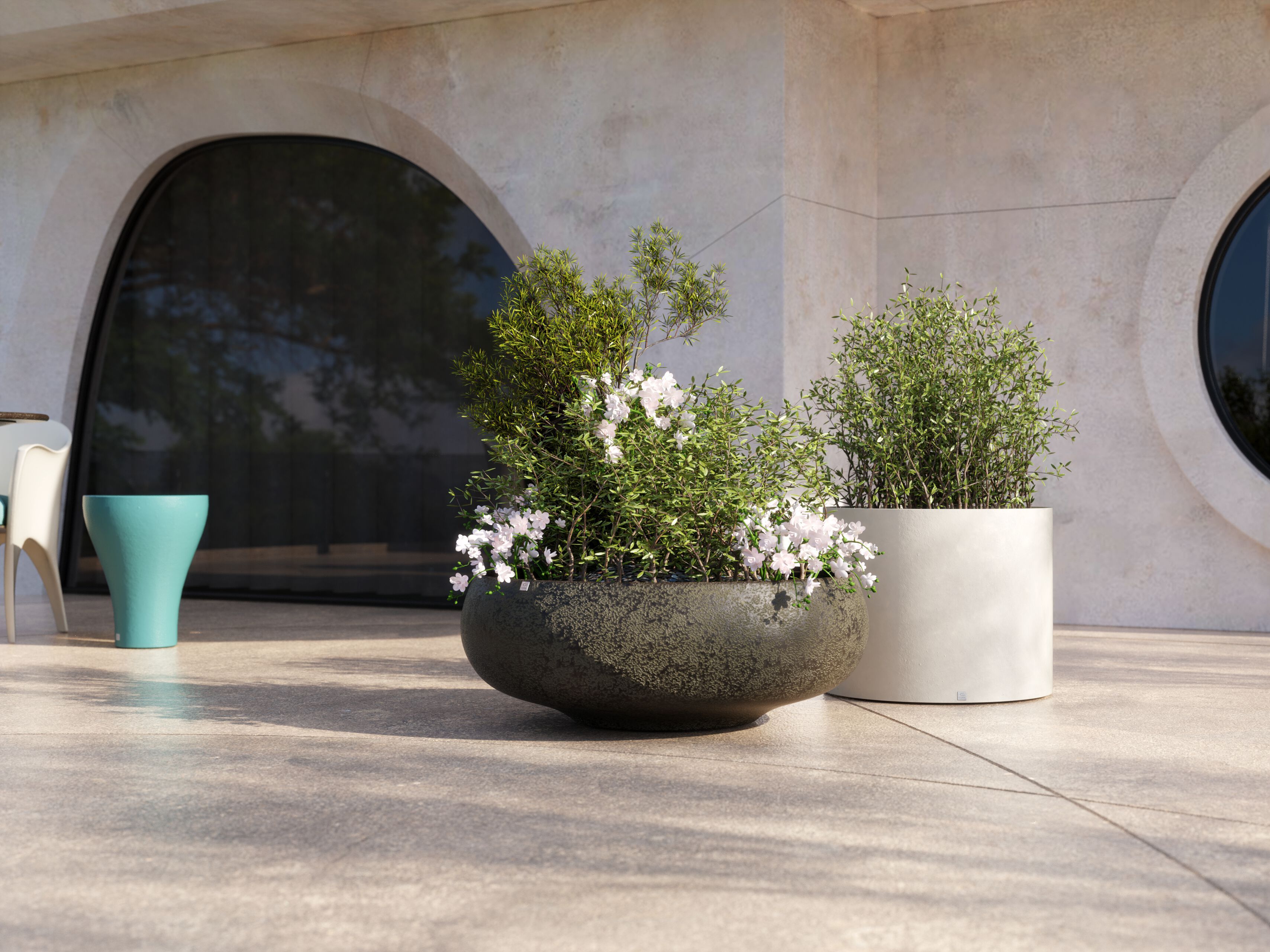 Низкий садовый горшок из стекловолокна GANSK ARCH-00076870 - Вид №4