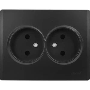 Розетка двойная Lezard Karina без заземления цвет черный бархат