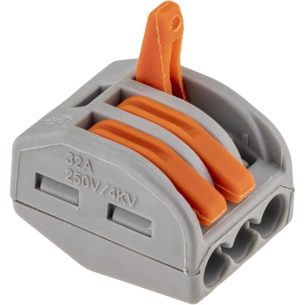 84746778 Клеммы соединительные монтажные с рычажком Duwi СМК 222-413 3-проводные 4мм² серые 50шт 26638 9 STLM-1109494  - Вид №3