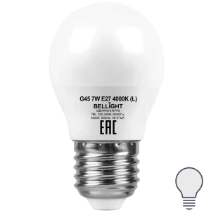 Лампа светодиодная Bellight E27 220-240 В 7 Вт шар малый матовая 600 лм нейтральный белый свет