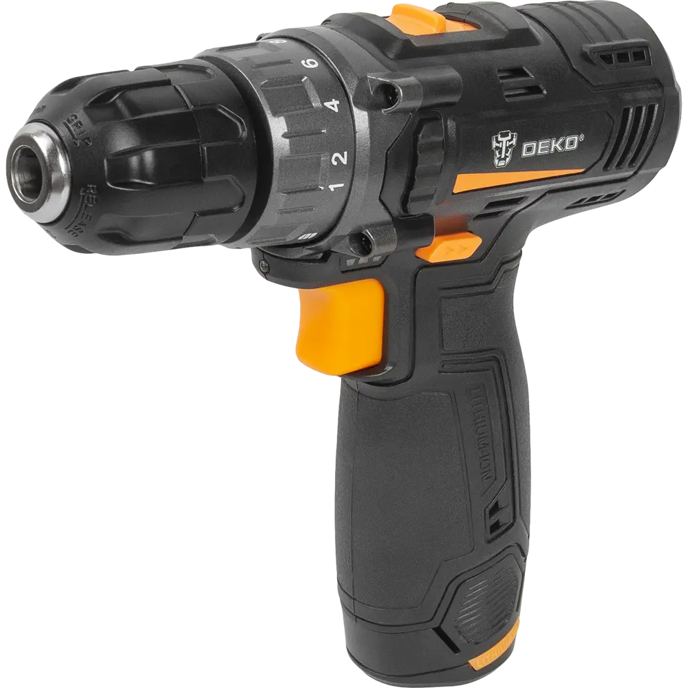Дрель-шуруповерт аккумуляторная Deko GCD12DU3 12 В Li-ion 2x3 Ач набор сверл и бит STLM-2160884 - Вид №1