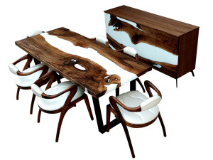 Обеденный набор из дерева и смолы