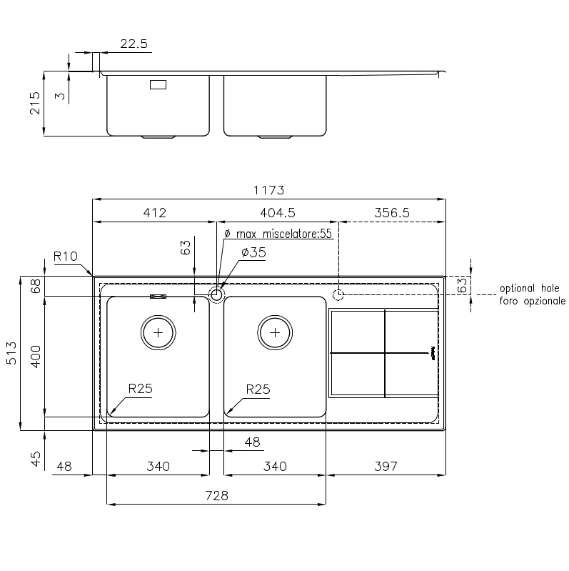 222205x Мойка KE 2222 05x Fosterspa  - Вид №1