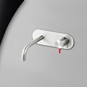 Смеситель для раковины сталь матовая с красной ручкой Toki Radomonte TKI21SCIL25