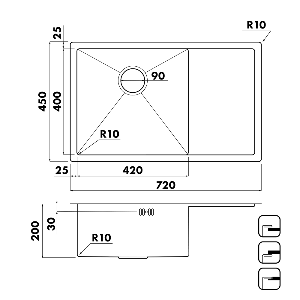 Кухонные мойки Eco Bremen SBO-7245.A SEAMAN  - Вид №4