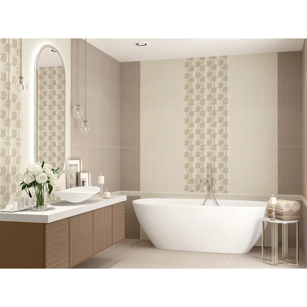 Бордюр настенный Azori Romanico Ginkgo 6.2x31.5 см матовый цвет бежевый STLM-2076089 - Вид №1