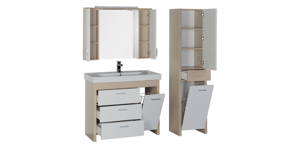 Комплект мебели Aquanet Тиана 100 светлый дуб 00172819 - Вид №2