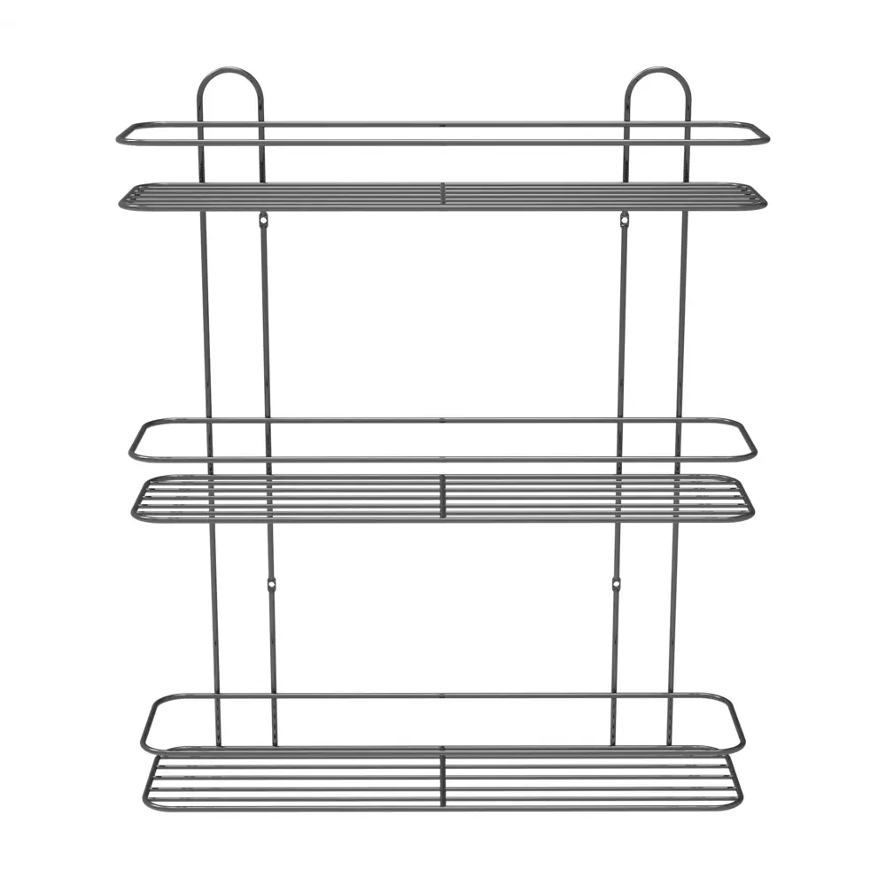 Полка для ванной Lemer Rhine трехъярусная 10x40 см металл цвет графит STLM-2054914