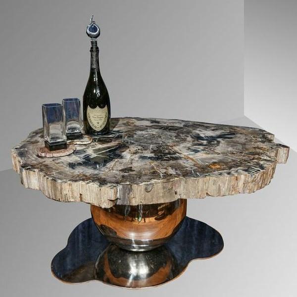 ANTICO TRENTINO Низкий круглый журнальный столик из полимера Tavoli in legno pietrificato sun-id-1452581 - Вид №2