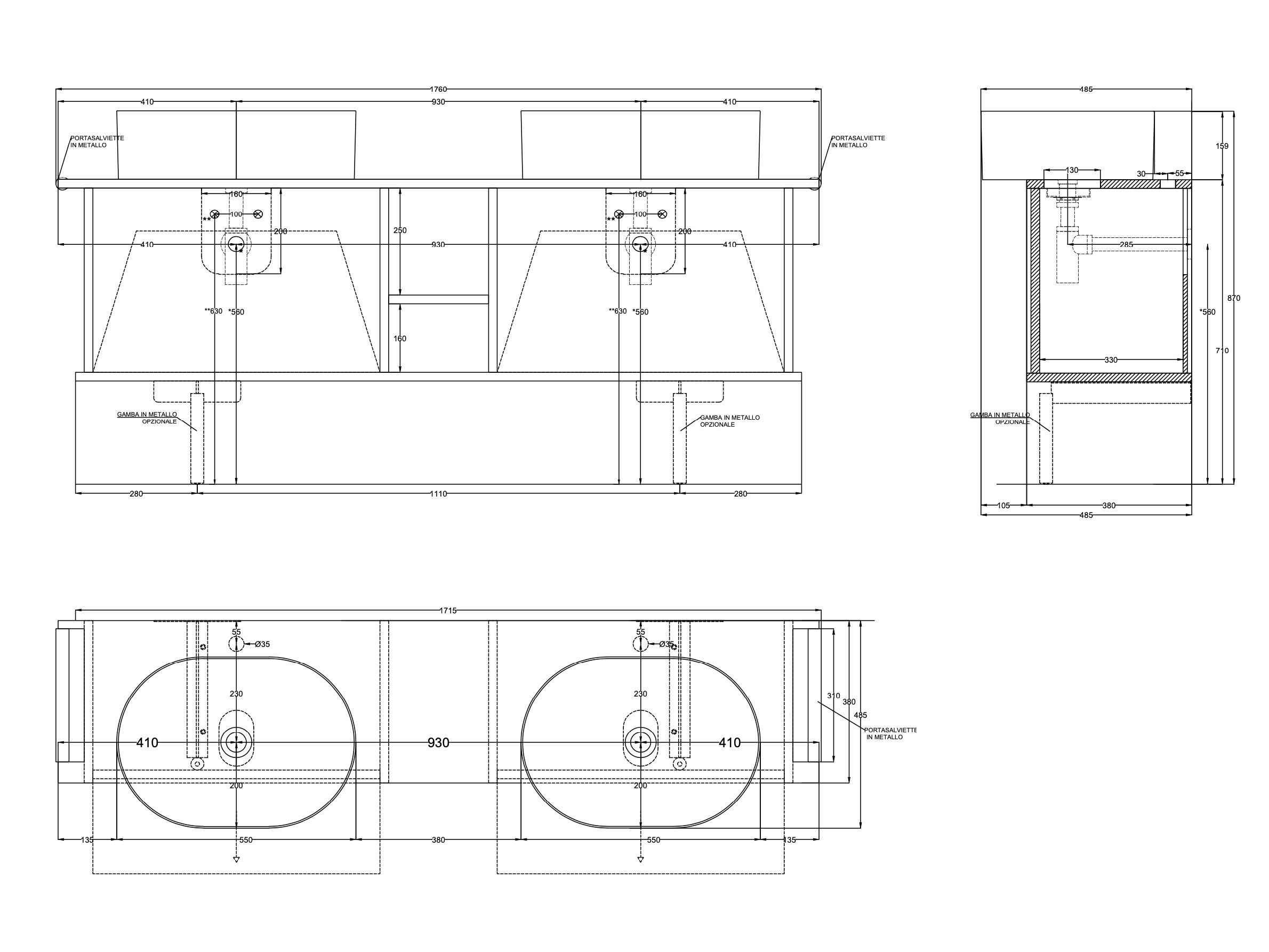 Fenix-NTM® двойная секционная раковина со встроенной раковиной Ceramica Cielo THEO 175 ARCH-00024011 - Вид №5