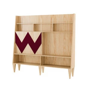 Стеллаж деревянный шпон бордовый Woo Wall WOODI  00-3966193 Бежевый;красный