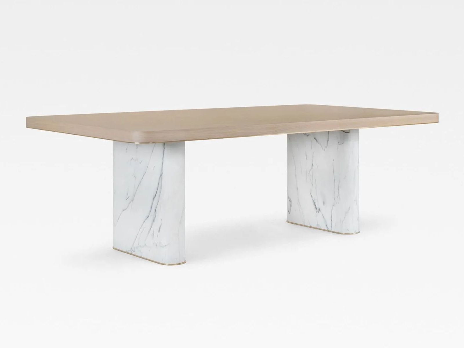 Прямоугольный обеденный стол из дуба и мрамора Calacatta Greenapple FALL ARCH-00008402