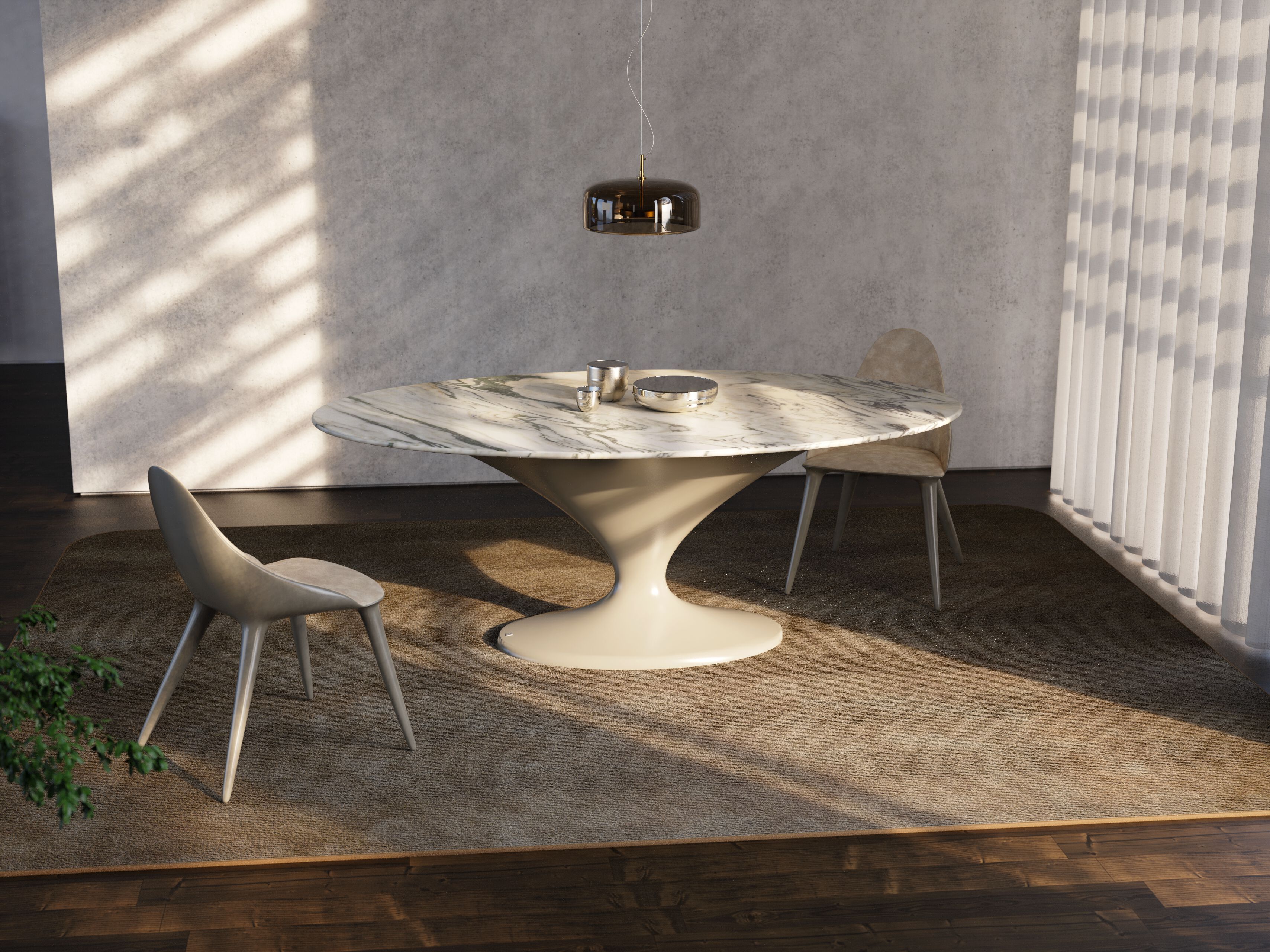 Овальный стол из стекловолокна с мраморной столешницей GANSK CHARM OVAL ARCH-00106311 - Вид №5