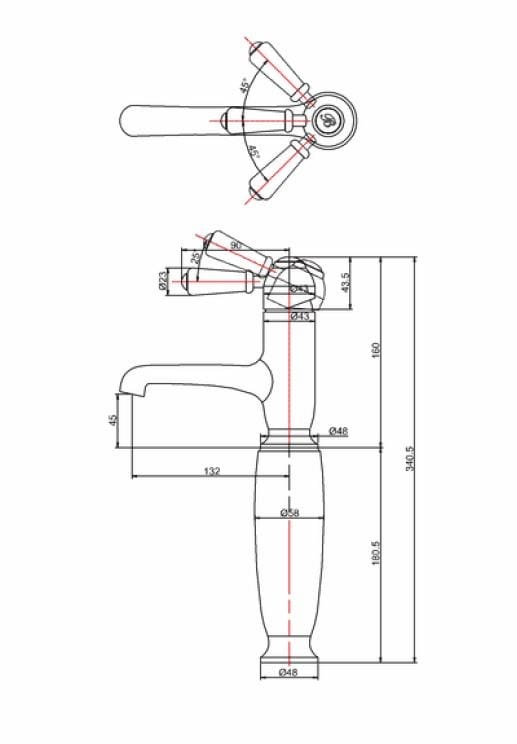 Однорычажный смеситель для раковины с аэратором Burlington CHELSEA ARCH-00034391 - Вид №5