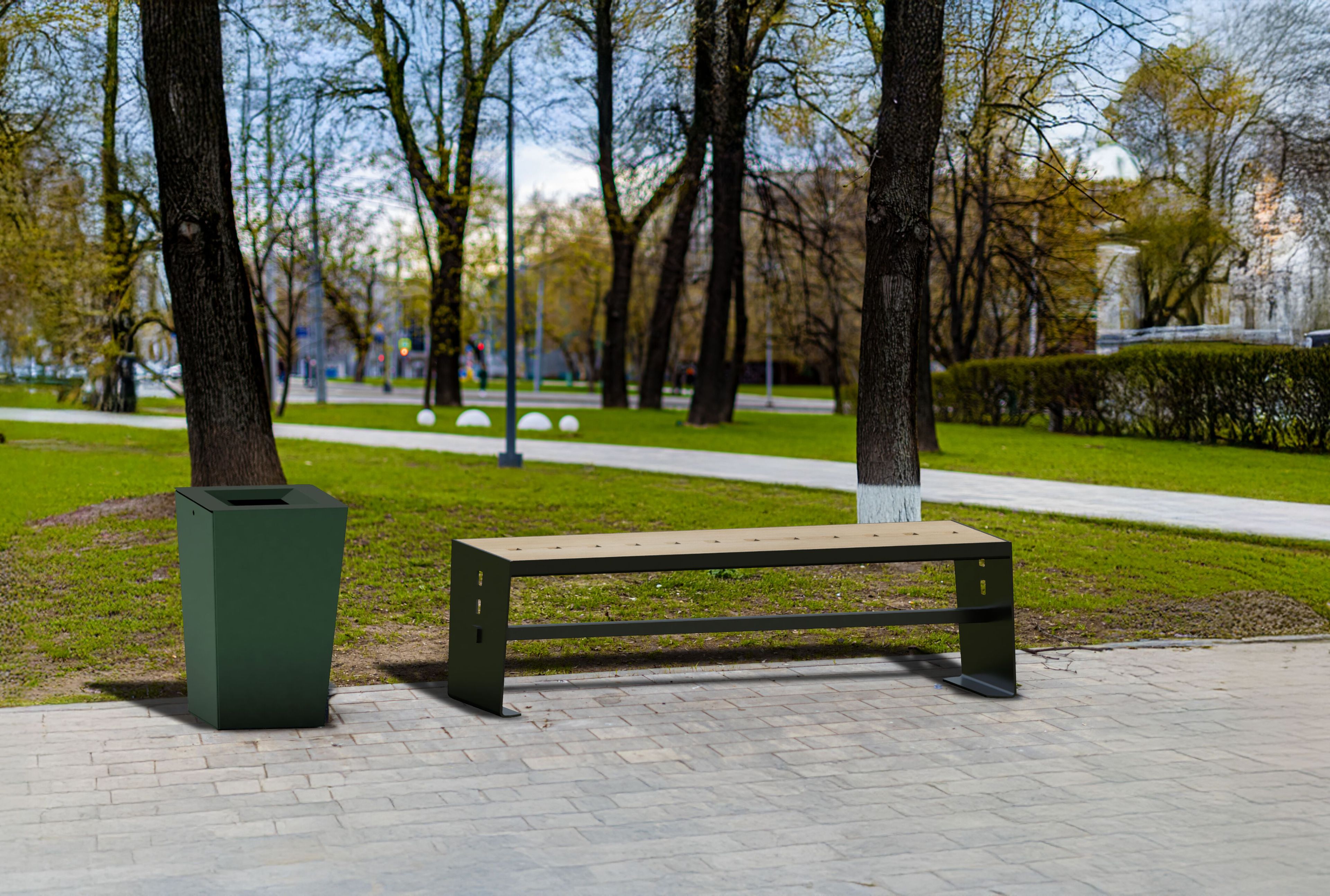 Скамейка из фанеры без спинки Studio Città эскиз ARCH-00071340 - Вид №2