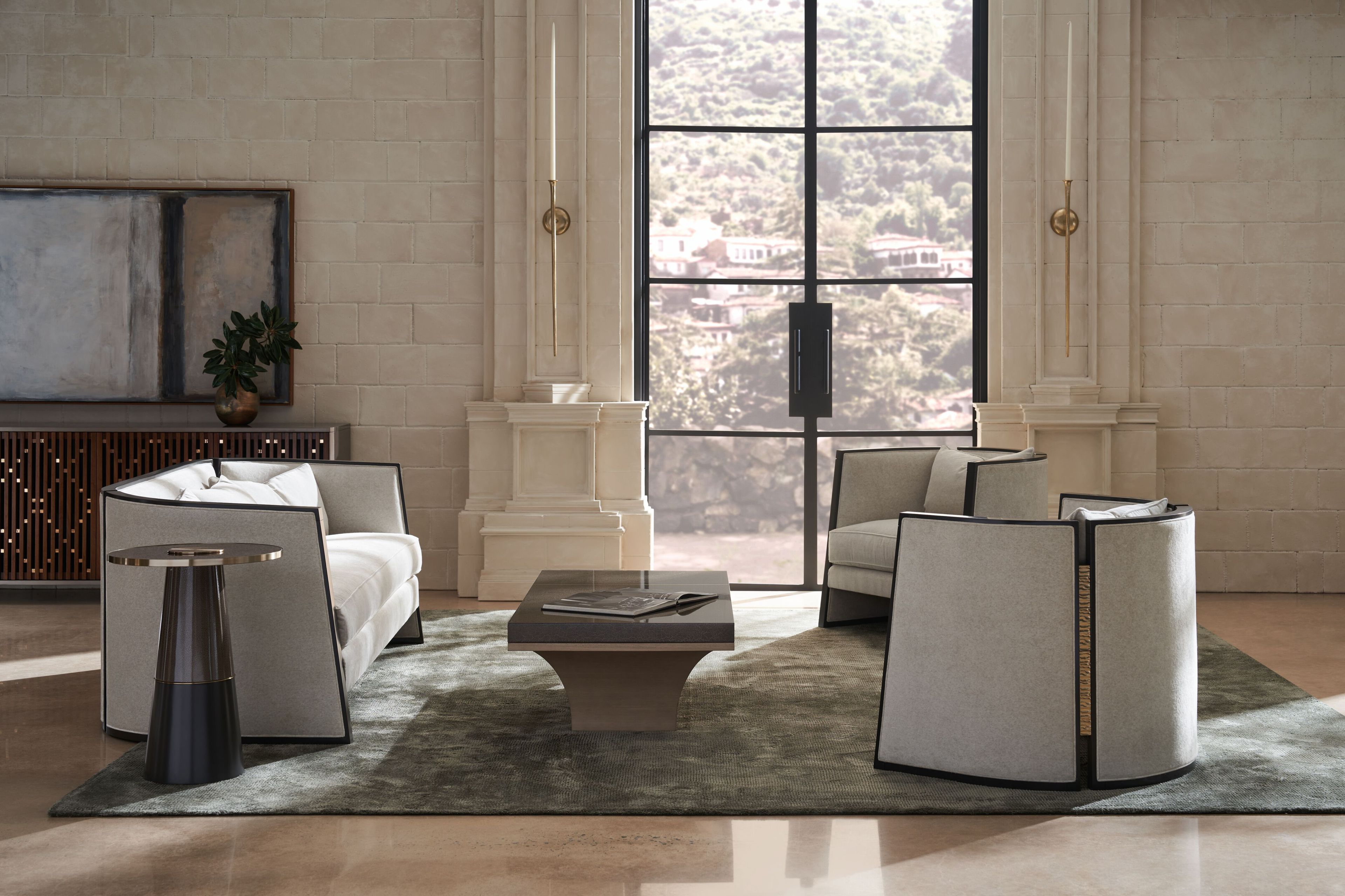 3-местный бархатный диван Caracole Cut Away ARCH-00079393 - Вид №1