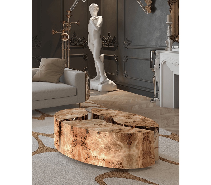 0-029 Овальный центральный стол Lapiaz из тополя Boca Do Lobo  - Вид №1