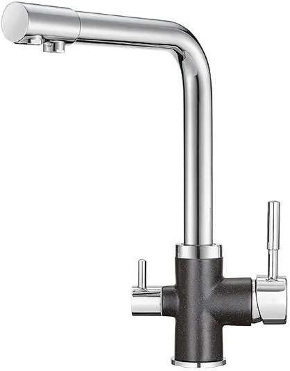 3015, XРОМ/ЧЁРНЫЙ, СМЕСИТЕЛЬ КУХОННЫЙ